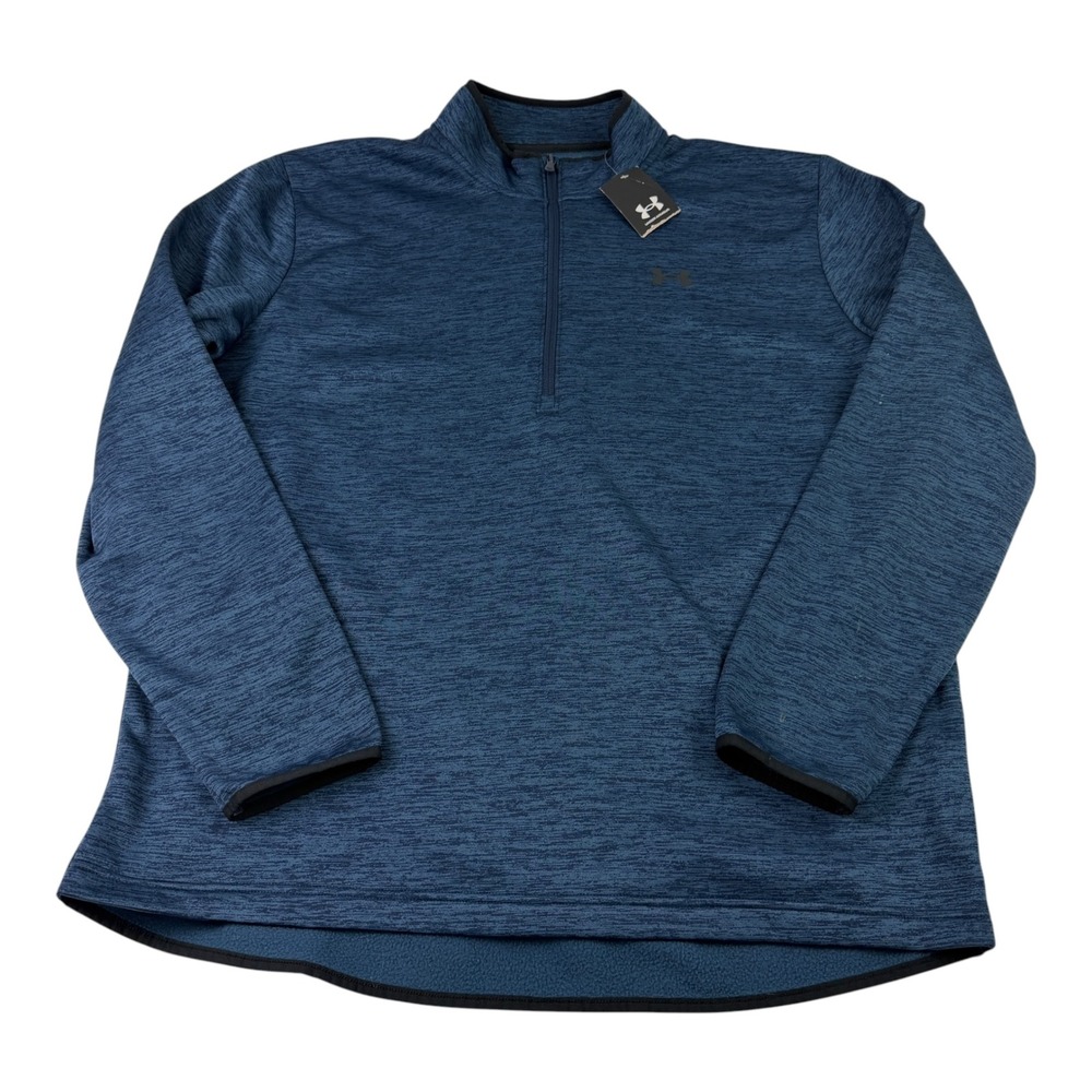 Under Armour Mens 2XL Academy Blue Heathered Quarter Zip Pullover 1357145 NEW - Picture 2 of 10